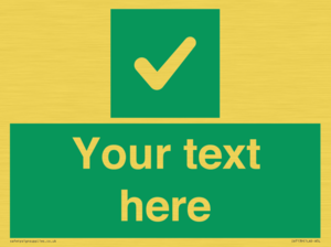 Custom green background, green square with tick sign